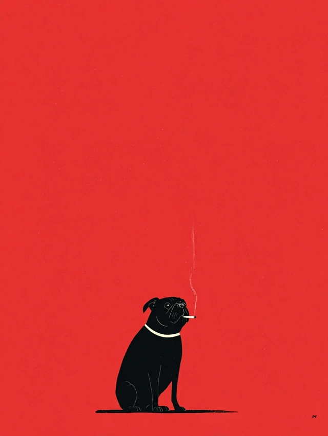 Funny Dog Illustration Minimalist Art