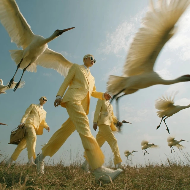 Korean Fashion Editorial Models in Yellow Suits