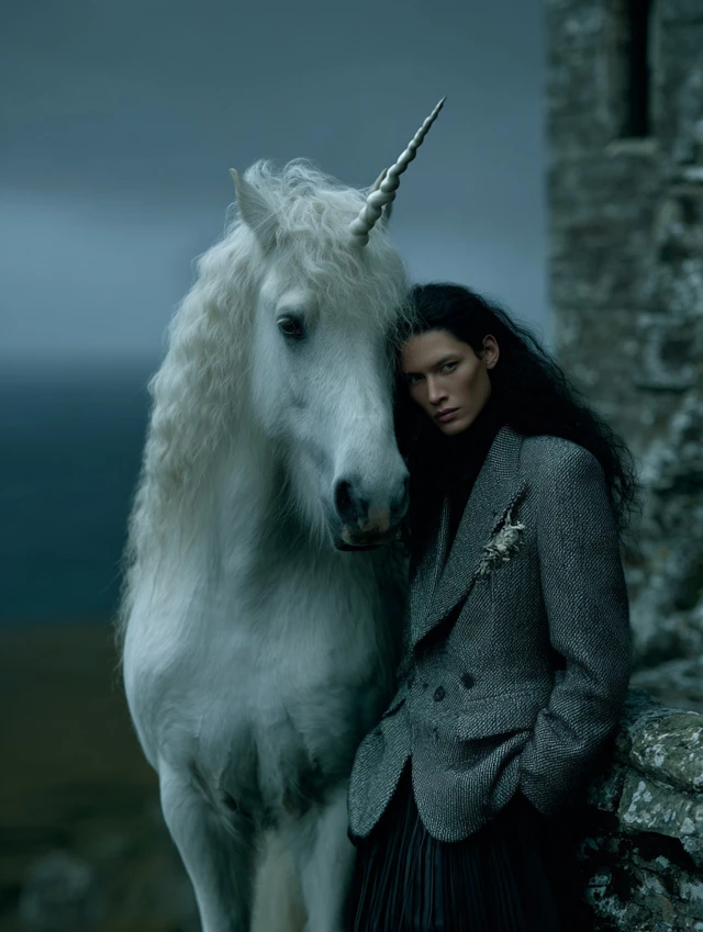 Gothic Castle Asian Model and Unicorn Photography