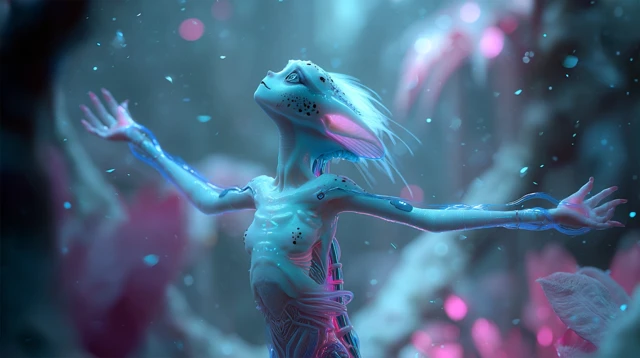 Alien Princess in Floating Forest Surreal Fantasy