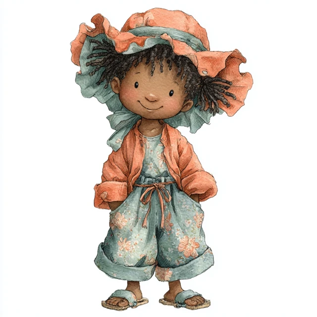 Cute African Boy Illustration Watercolor Art