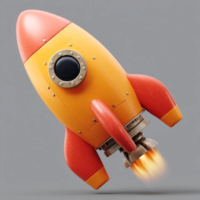 3D Rocket Icon Design Matte Surface Illustration