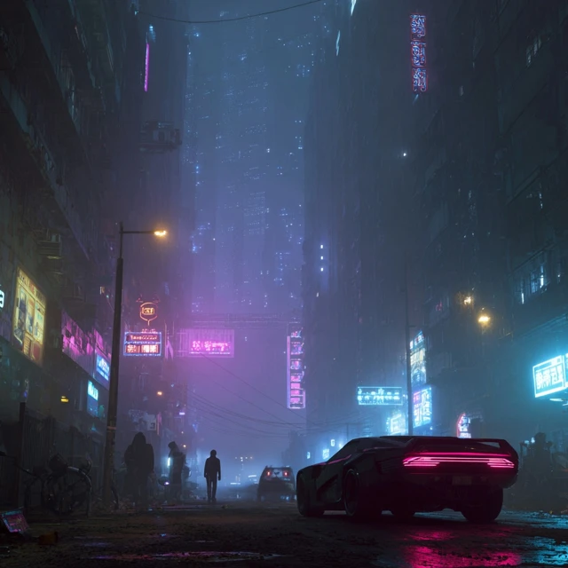 Cyberpunk City Scene Heavy Atmosphere