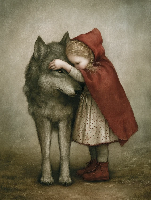 Little Red Riding Hood and the Wolf Illustration