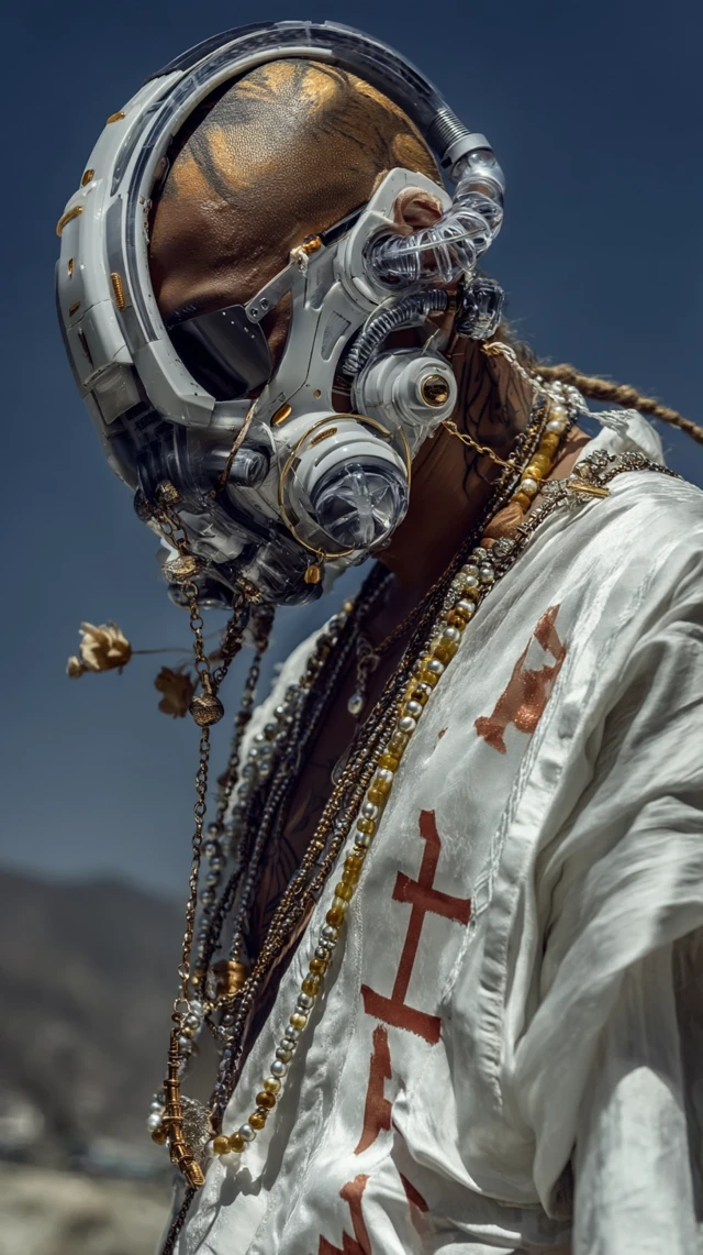 Cyberpunk Portrait: Chinese Human with Speculative Mask