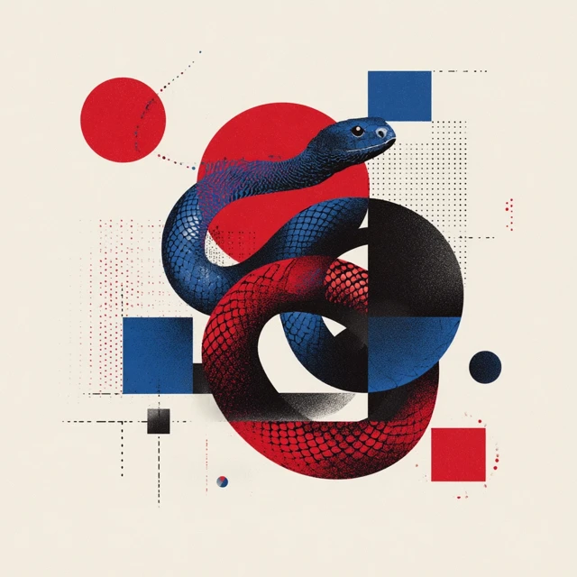 Abstract Snake Illustration Chinese Zodiac Stamp