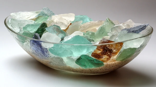 Seaglass in a Clear Bowl by the Beach