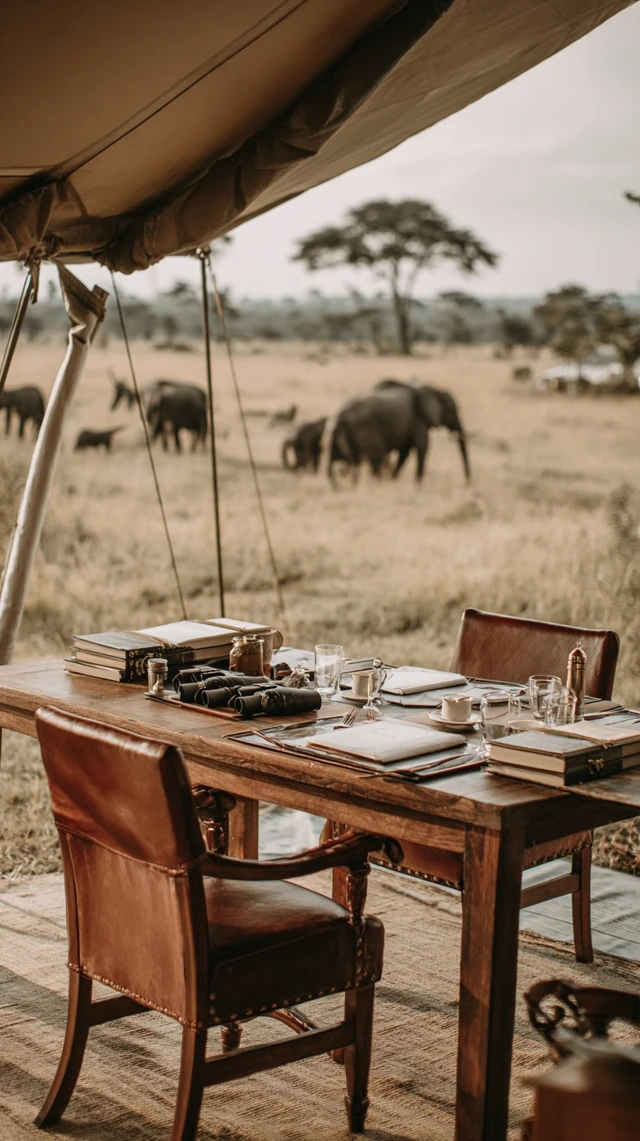 Safari Dining Experience Vintage Black and White