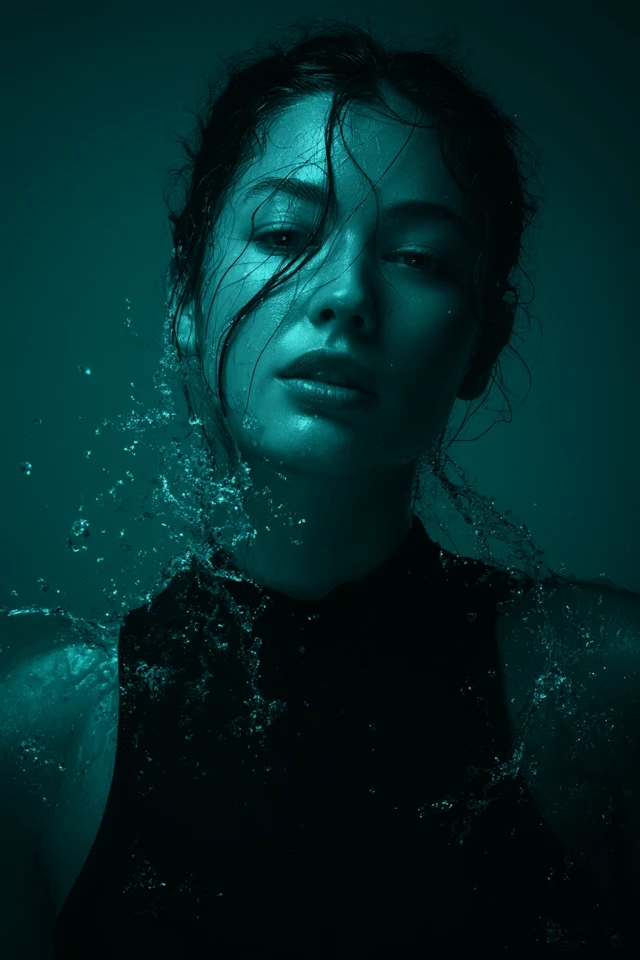 Woman Portrait Minimalist Splashy Tones