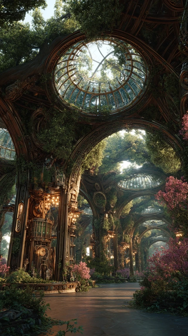 Utopian Steampunk Woodland Architecture 4K