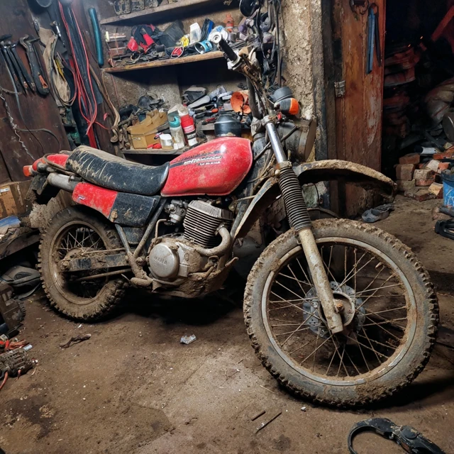Vintage Yamaha XT600 Motorcycle In Gritty Garage