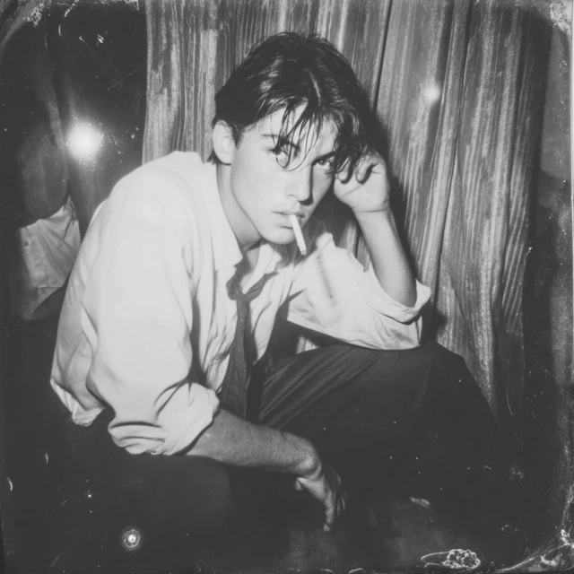 Gritty Black and White Film Photo of a Young Man