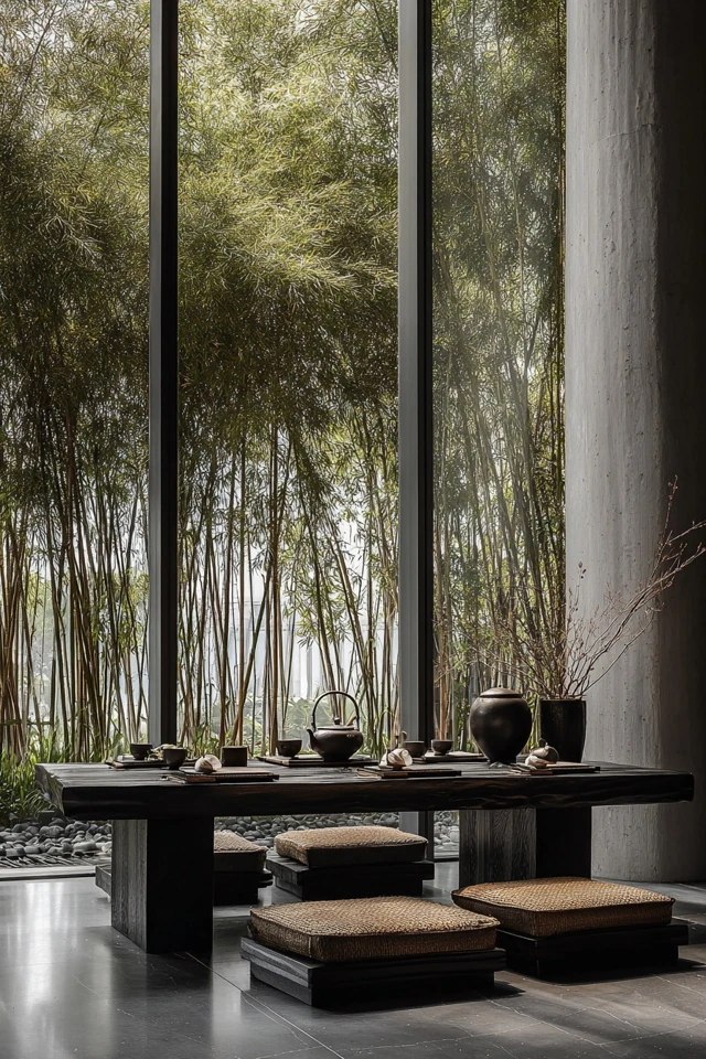 Chinese Tea Room Zen Design and Nature Views