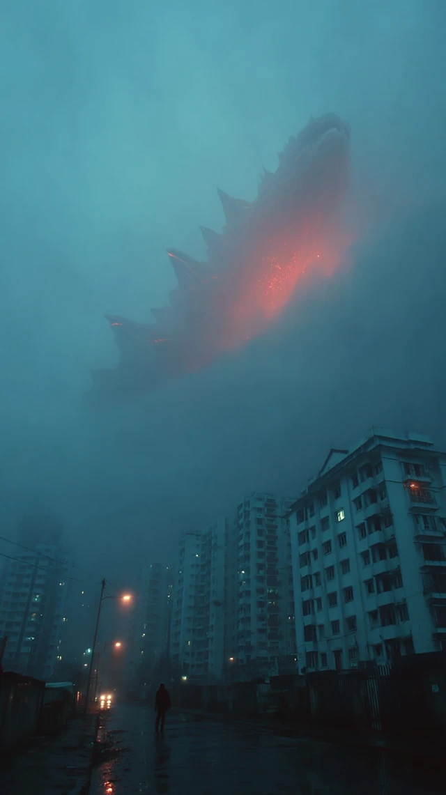 Godzilla Attacks Kochi Hyper Realistic Cinematic Shot