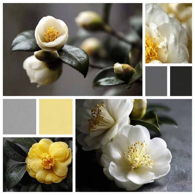 White Camellia Oil Fashion Moodboard Skincare Brand