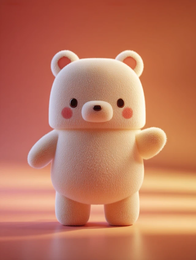 Cute Bear with Pizza Slice 3D Rendering