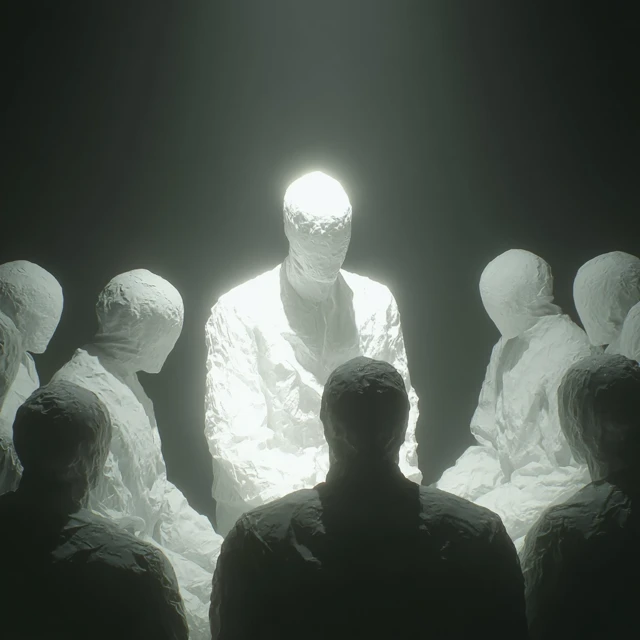 Surreal Scene Faceless Mannequins Concept Art