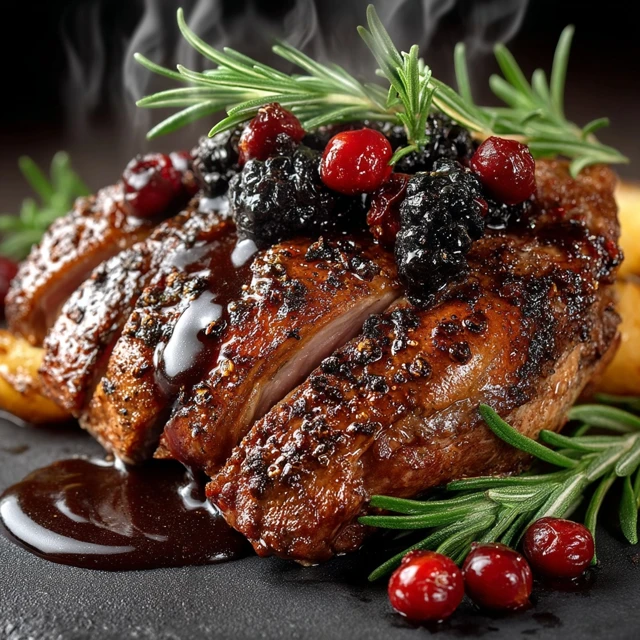 Duck Confit with Red Wine Reduction Elegant French Cuisine