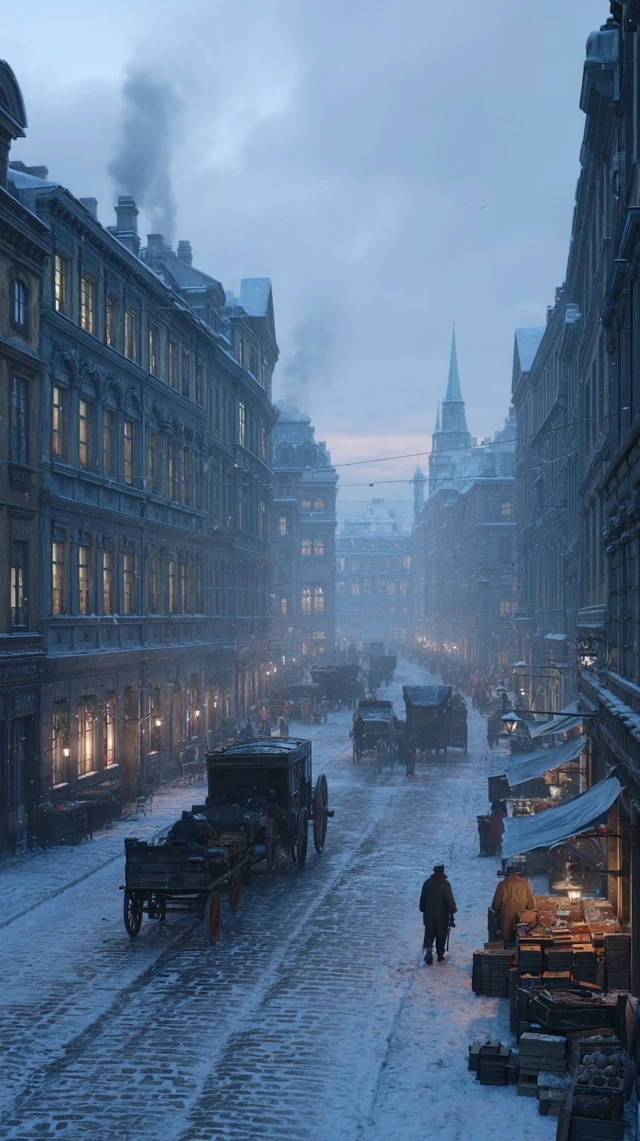 1883 Stockholm Winter Street Scene Historical Photo