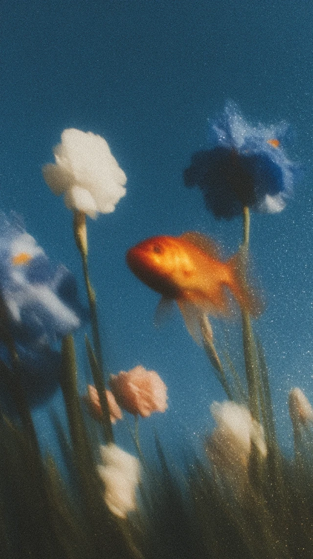 Goldfish and Flowers Serene Dreamlike Photography