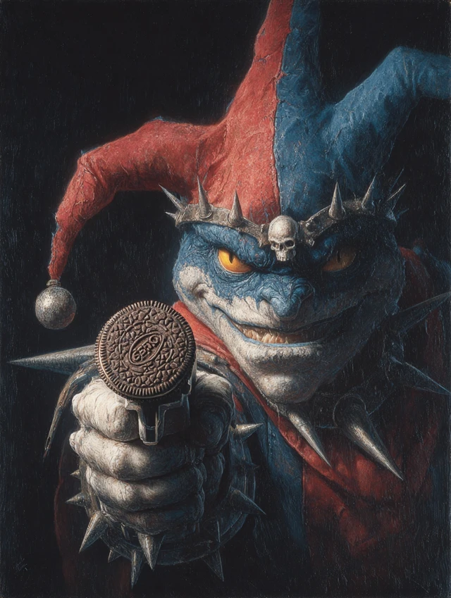 Evil Oreo Demon Illustration Dark Heavy Metal Aesthetic