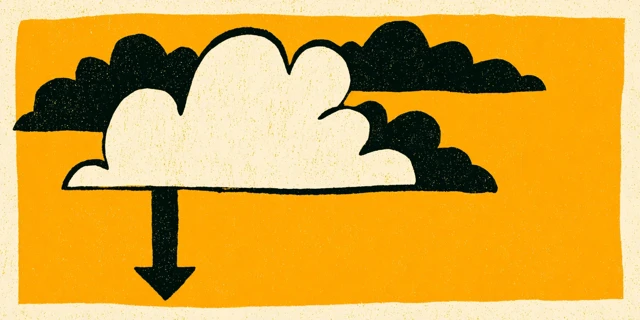 Cloud Illustration Arrow Pointing Down Graphic Design