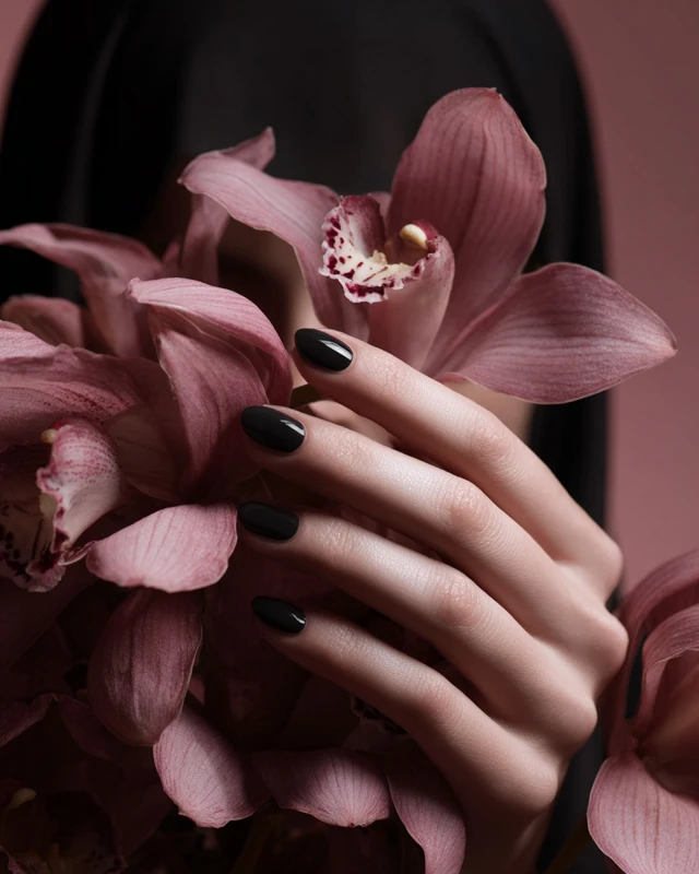 Elegant Manicure with Floral Juxtaposition