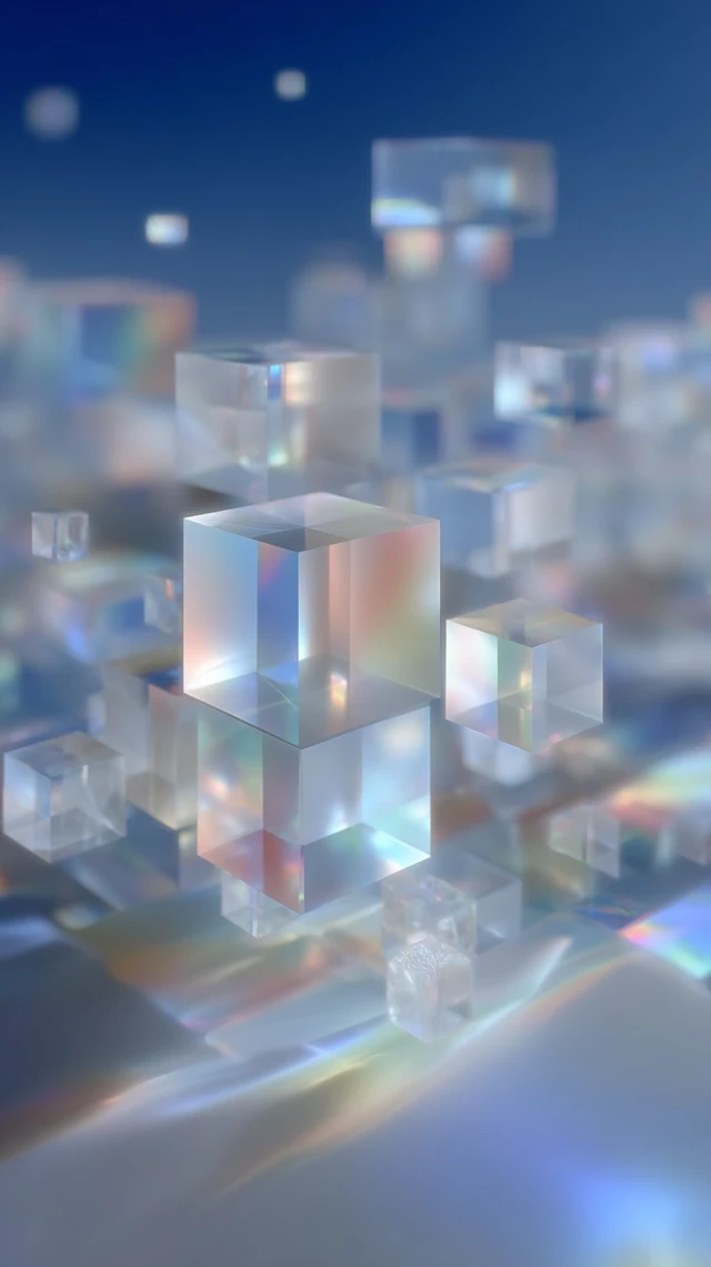 Abstract Geometric Shapes Pastel Blue Cream 3D Design