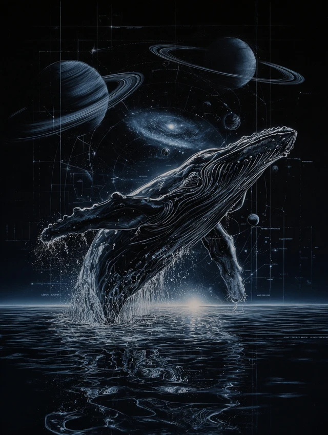 Whale in Space Blue Whale Universe Illustration