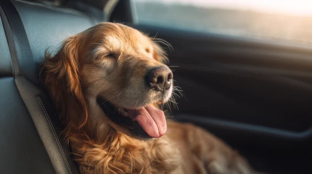 Golden Retriever in a Car Adorable Pet Portrait