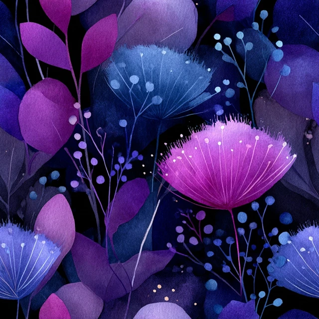 Neon Watercolor Floral Seamless Pattern Design