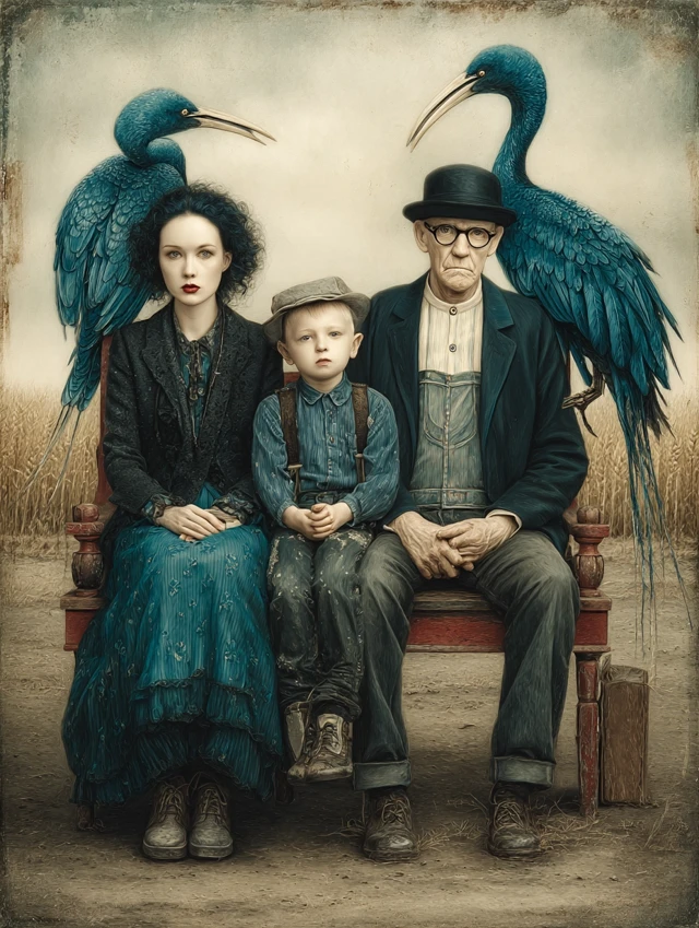 Quirky Family Portrait Surreal Art