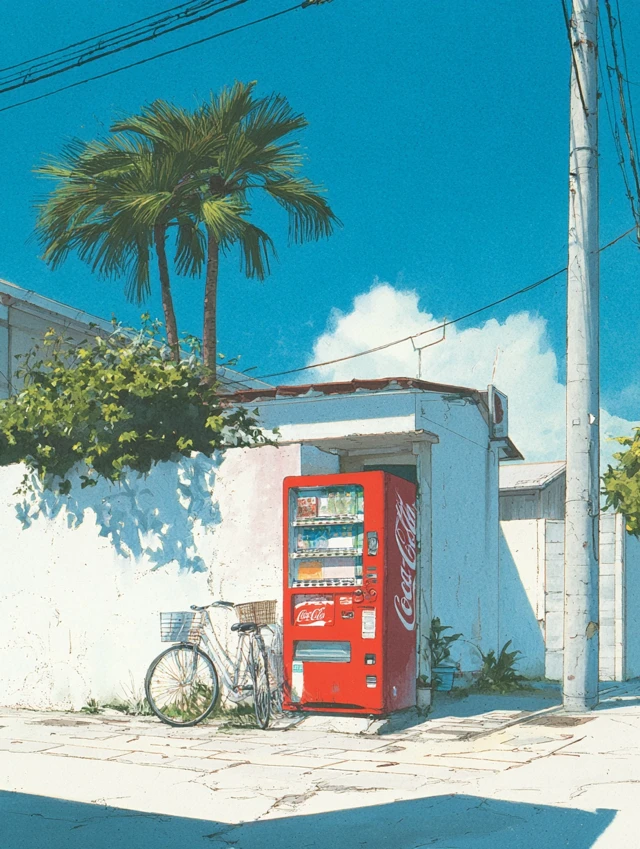 Japanese Summer Scene Coca Cola Vending Machine