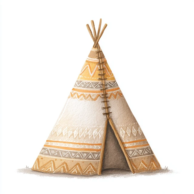 Cute Teepee Tent Illustration for Childrens Books