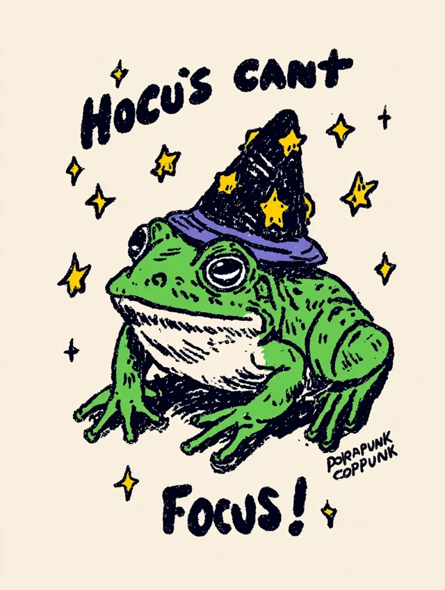 Whimsical Cartoon Frog Wizard Illustration