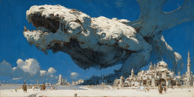 Giant Creature and Ruins Concept Art