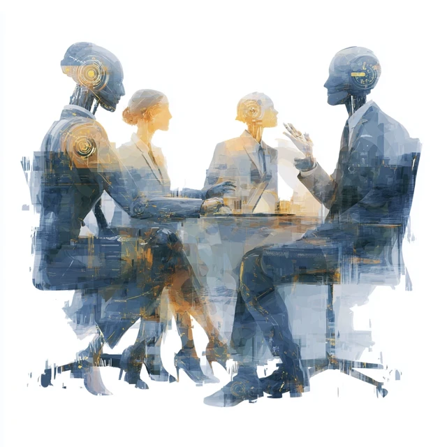 Futuristic AI Business Meeting Digital Painting