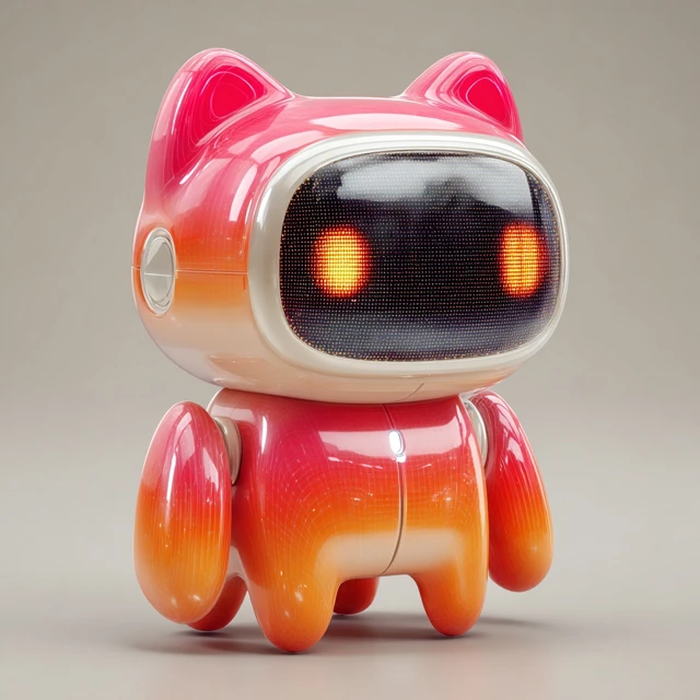 Cute Robot Cat 3D Icon Nintendo Style Cartoon