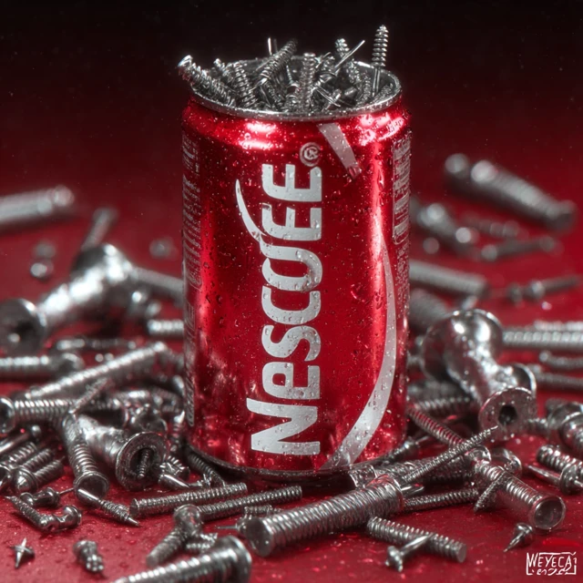 Nescafe Can with Nails Hyperrealistic Art