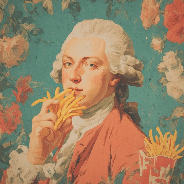 French Fries Painting Classic Art Food Fusion