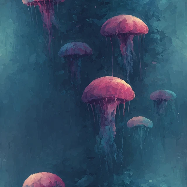 Neon Jellyfish Seamless Pattern Artgerm Style