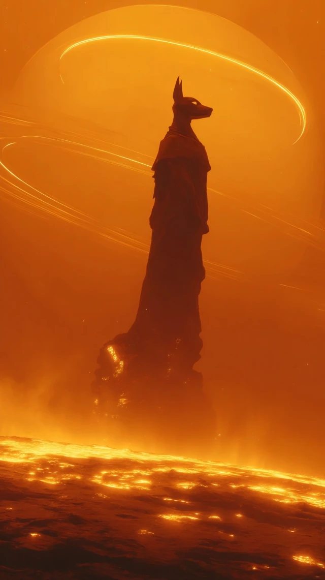 Anubis Statue in Space Divine Art