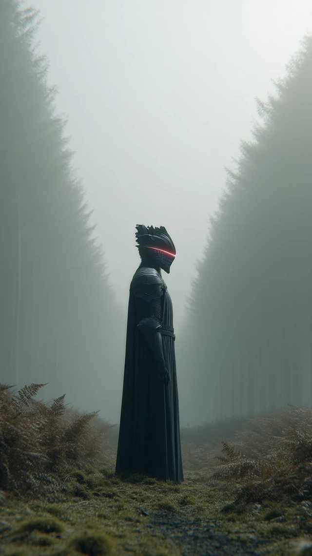 Mystical Forest Knight Futuristic Scene Illustration