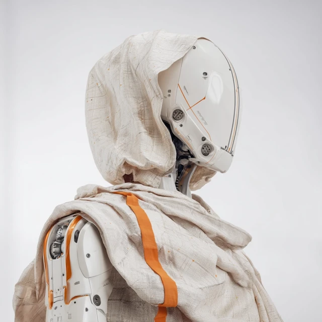 AI Bot with Detailed Fabric Cyberpunk Render