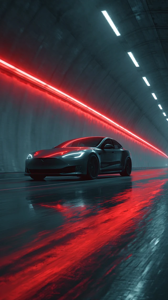 Tesla Model S in Cyberpunk Tunnel