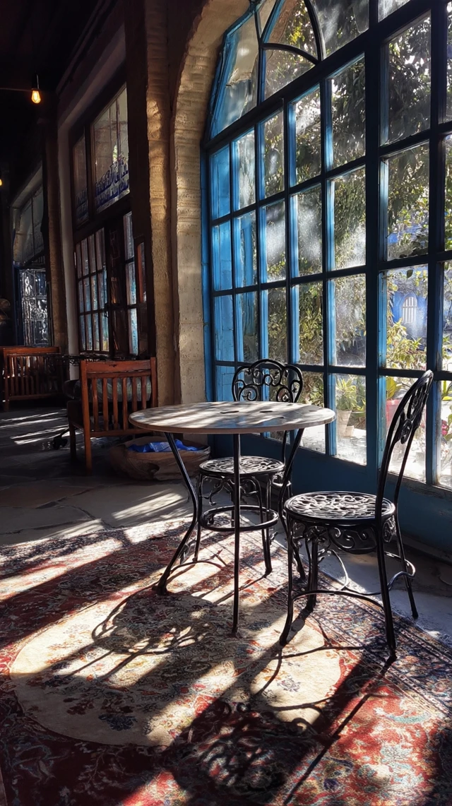 Cafe in Iran Empty Table and Chairs by the Window