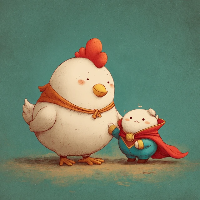 Cute Cartoon Super Chicken and Sir Dumplings