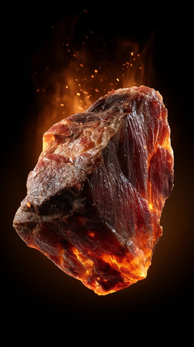 3D Beef Steak in Fire Delicious Food Image
