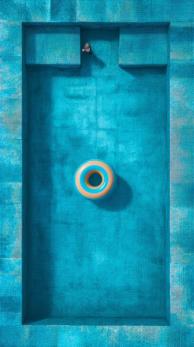 Blue Pool Inflatable Ring Minimalist Art