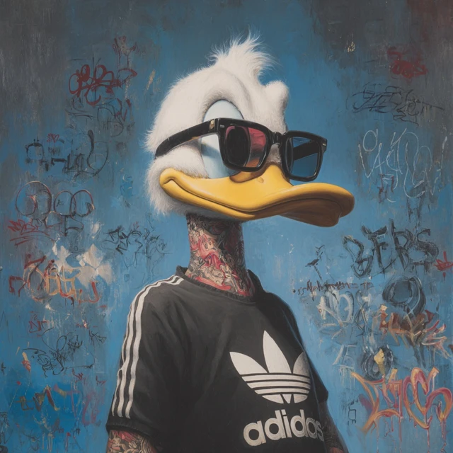 Donald Duck in Adidas Street Art Style